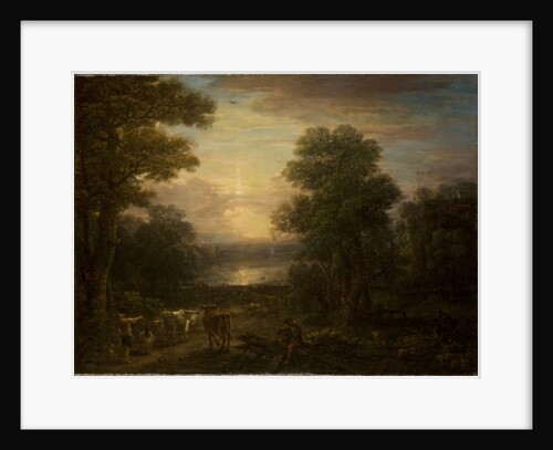 Drovers and their cattle at sunrise by John Wootton