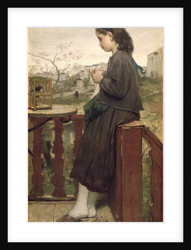 Girl knitting on the balcony, Montmartre, 1869 by Jacob Henricus or Hendricus Maris