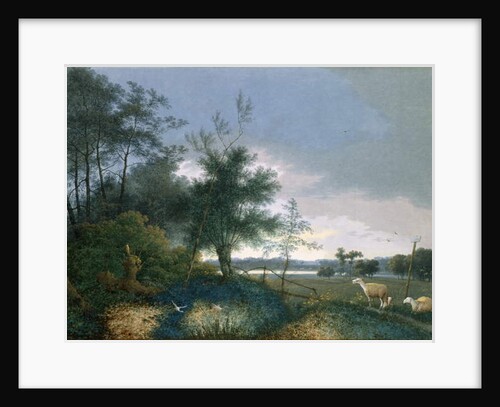 Landscape with a fox chasing geese by Joseph August Knip