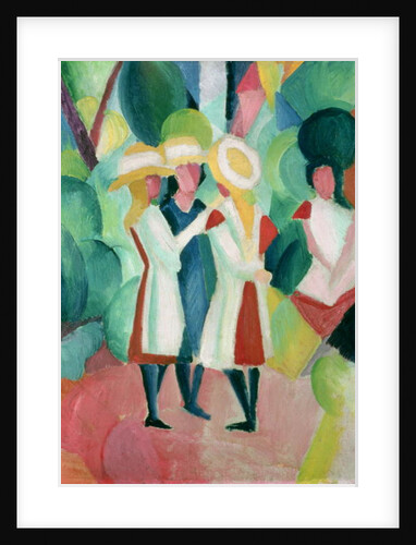 Three girls in yellow straw hats, 1913 by August Macke