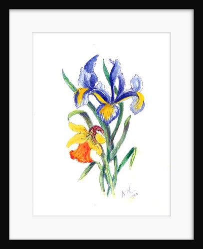Blue Iris and Daffodil, 2002 by Nell Hill