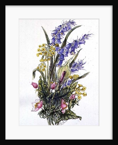 Bluebell posy with cowslips, dogroses and lily by Nell Hill