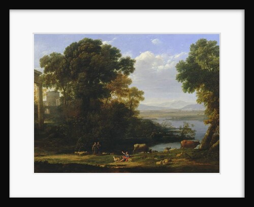 Classical river scene with a view of a town by Claude Lorrain