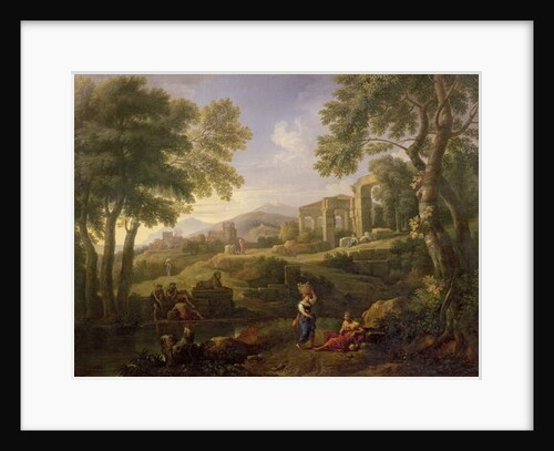 Classical landscape with figures and ruins by Jan Frans van Bloemen