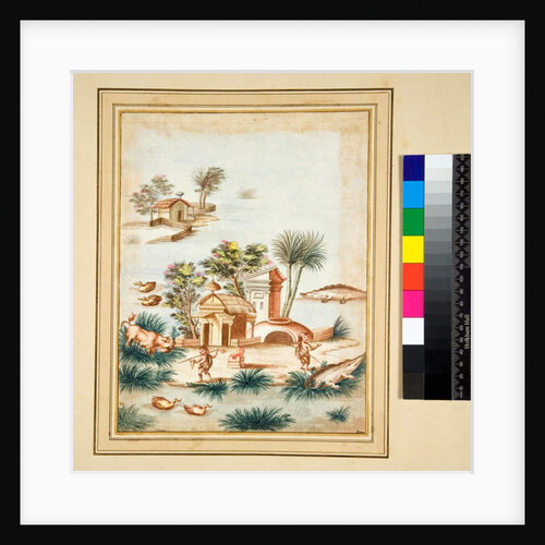 River-scene with two pygmies on an island by Pietro Santi Bartoli