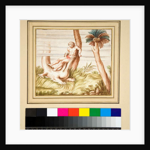 Copy of a mosaic of man and crocodile by Pietro Santi Bartoli