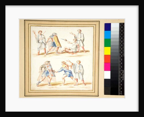 Copy of a mosaic of a Fight between a secutor and a retiariu by Pietro Santi Bartoli