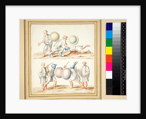 Copy of a mosaic of Two gladiatorial scene by Pietro Santi Bartoli