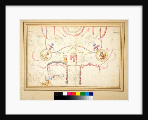 A design for a ceiling featuring husband and wife in central circle by Pietro Santi Bartoli