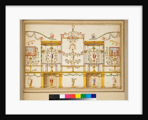 Large design of a wall with paintings. by Pietro Santi Bartoli