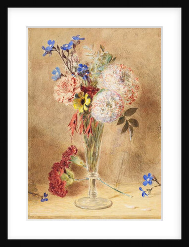 Flowers in a glass vase by William Henry Hunt