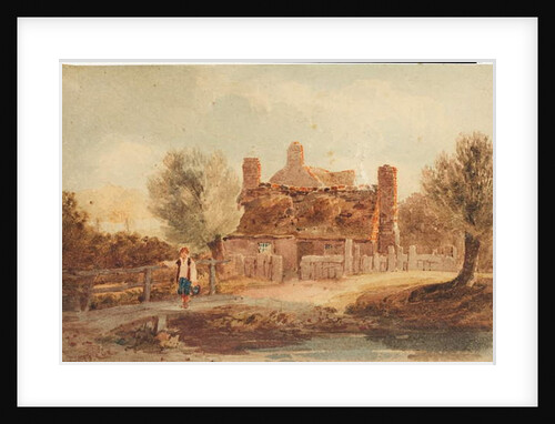 Country scene - house by a pond by David Cox