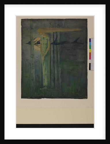 Ill Omen, or, Girl in the East Wind with Ravens Passing the Moon 1893 by Frances Macdonald