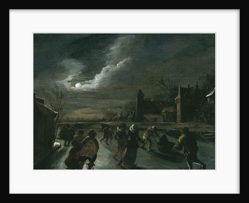 Moonlight Scene with Skaters by Dutch School