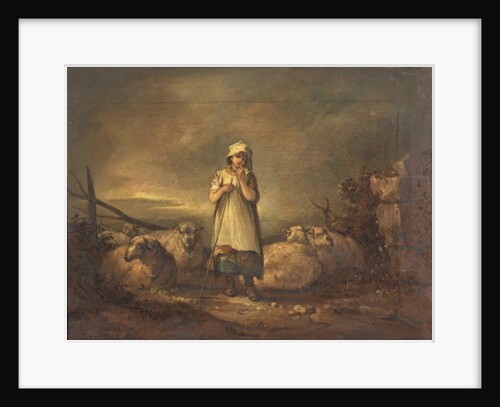 Gloucestershire Girl keeping Sheep by Thomas Barker