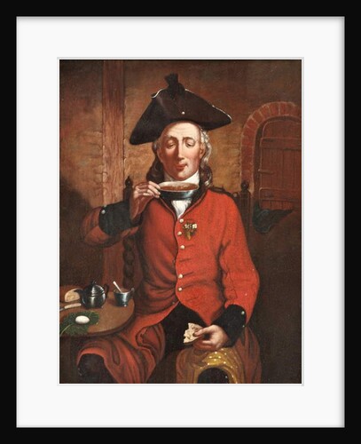 A Chelsea Pensioner sipping tea out of a saucer by Michael William Sharp