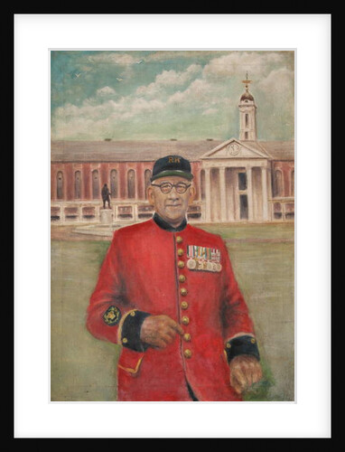 Portrait of an In-Pensioner with the Hospital in the Background by School English