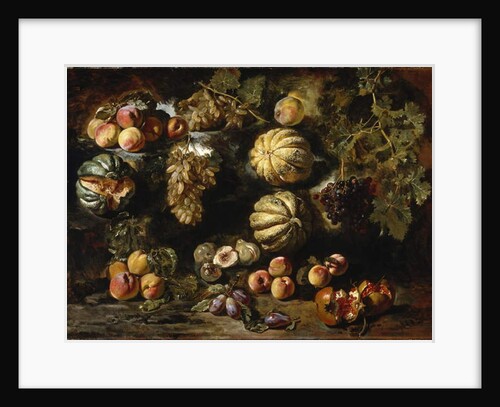 Still Life with Melons, Peaches, Figs, and Grapes, c. 1640-1650 by Michele Pace del Campidoglio