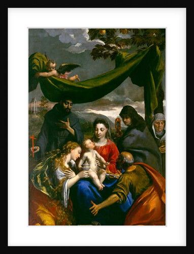 Virgin and Child with Saints Mary Magdalene, Peter, Clare, Francis and an Abbess, c.1600 by Ippolito Scarsella