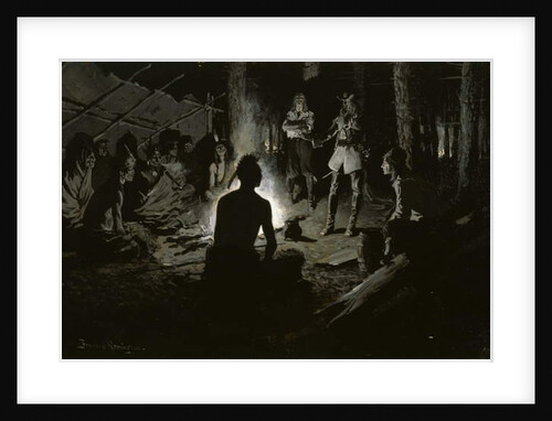 French Explorer's Council with the Indians c.1901 by Frederic Remington