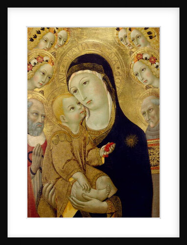 Virgin and Child with Saints Jerome and Bernardino of Siena and Six Angels, 1460s by Sano di also Ansano di Pietro di Mencio Pietro