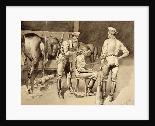 A Haircut in a Cavalry Stable, c.1893 by Frederic Remington