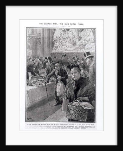 The Crumbs from the Rich Man's Table: Distributing the Remains of the Feast to the Poor in the Guildhall the Morning after the Banquet, 1908 by Samuel Begg