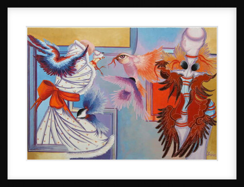 Red Ribbon and Chickadees, 2015 by Irina Corduban