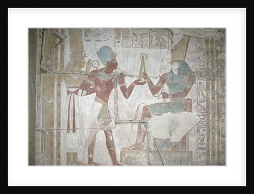 Relief of Isis, presenting Sethos I to Horus, New Kingdom by Egyptian 19th Dynasty