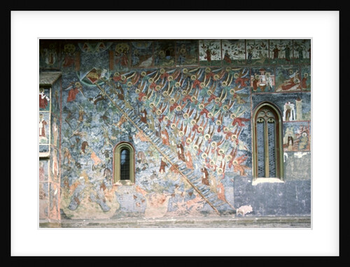 Ladder of Heaven, painting on the north front of the church, c.1601 by Romanian School