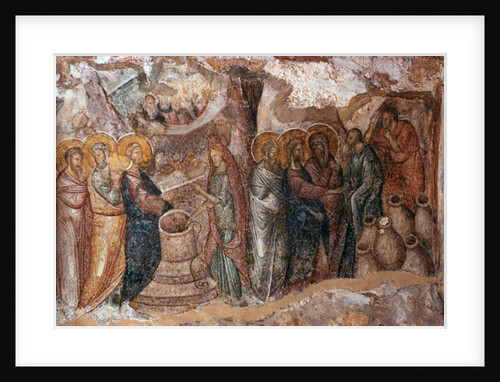 Marriage at Cana, narthex wall painting, Afendiko church, Brontochion Monastery by Greek School