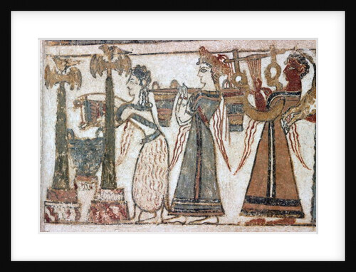 Detail, fresco on sarcophagus from Hagia Triada by Minoan Minoan