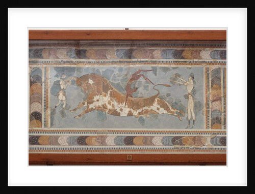 Bull fighting fresco, from Knossos, painted around 1550-1450 BC by Minoan Minoan