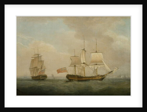 A Merchantman in Two Positions off the South Coast by Thomas Whitcombe