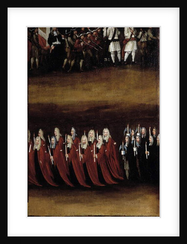 Detail of an 18th century screen used for the Fete God, representing the procession by French School