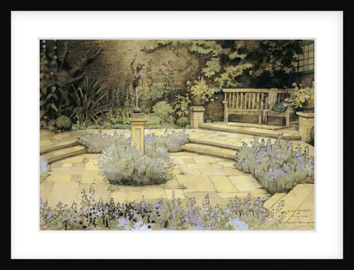 View of a paved garden with beds of lavender designed by Percy Can, 1923 by George Sheringham