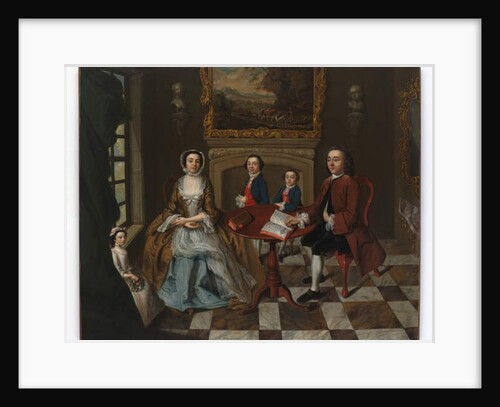 Portrait of a family in an interior, thought to be the Roubel family, 1750s by English School