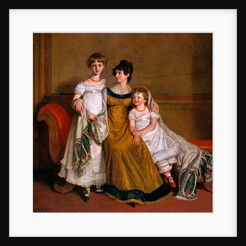 Portrait of a woman with two children in a domestic interior, c.1815 by Alfred-Edward Chalon