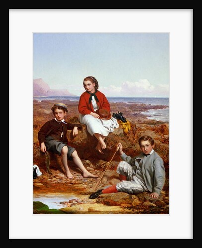 Florence, Arthur and Charles Moore on a sea-shore, 1868 by William Crosby