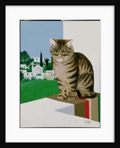 Tabby cat in the window by Joan Freestone