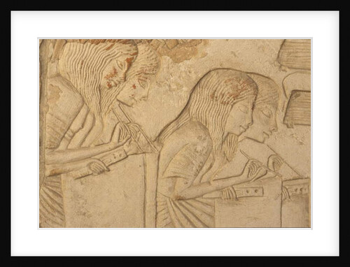Relief depicting scribes at work by Egyptian 18th Dynasty