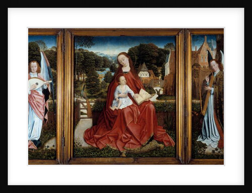 Triptych of the Virgin and Child surrounded by musical angels, c.1500 by Master of the Embroidered Foliage