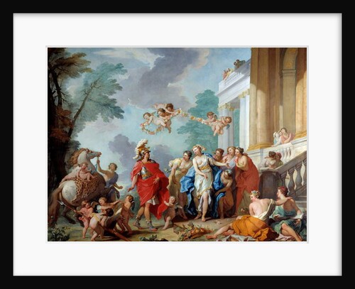 Ruggiero arrives at Alcina's house, having shot down a giant who stood guard at the bridge by Hyacinthe Collin de Vermont