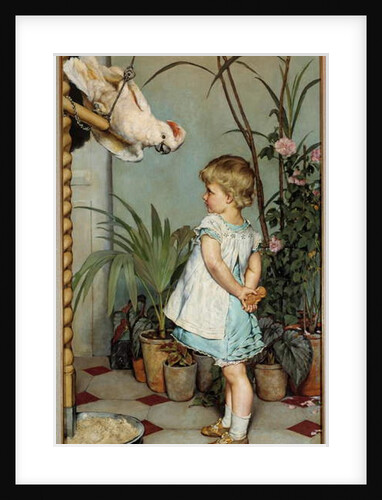 The child with the parrot, 1879 by Edgard Farasyn