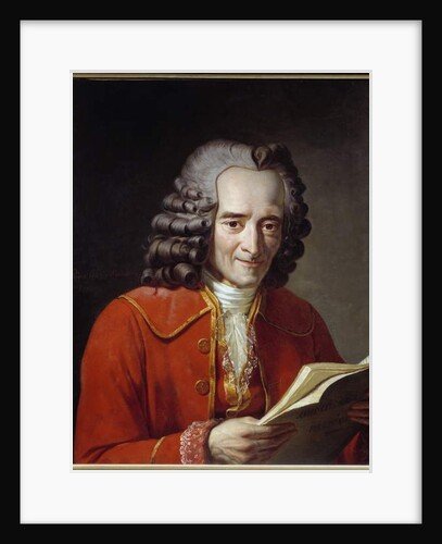 Portrait of Voltaire holding L'Annee Litteraire by Freron by Jacques Augustin Catherine Pajou