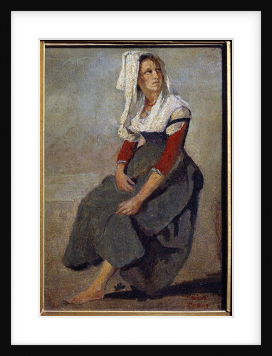 Portrait of the Italian Maria de Sorre, sitting with the head up Painting on cardboard, 1828 by Jean Baptiste Camille Corot