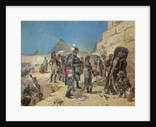 Napoleon Bonaparte in front of the pyramids contemplating the mummy of a king in the countryside of Egypt, 1895 by Maurice Henri Orange
