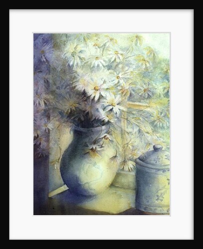 Asters - Snowsprite in jug on window sill by Karen Armitage