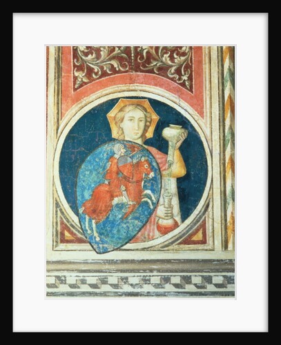 Allegorical figure of Temperance, one of several depictions of the Virtues framing Militant Justice from the Salone del Consiglio 1416-18 by Arrigo di Niccolo