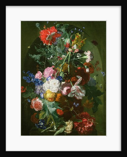 Still Life of Flowers in a Terracotta Vase set in a Niche by Dutch School